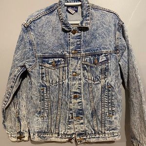 Denim Jean Jacket Oyster Stonewashed Size Medium Vintage